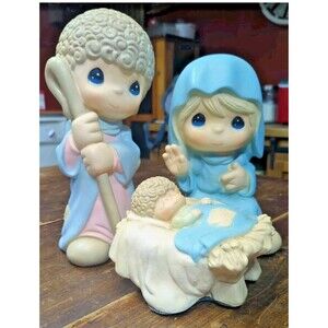 Vintage 1999 Precious Moments Nativity Large Mary Baby Jesus & Joseph Figurines